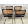 SET 4 SEDIA CESCA MARCEL BREUER ACCIAIO PAGLIA DI VIENNA DESIGN ANNI 60/70 B32