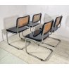 SET 4 SEDIA CESCA MARCEL BREUER ACCIAIO PAGLIA DI VIENNA DESIGN ANNI 60/70 B32