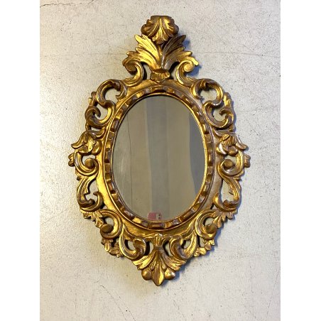 CORNICE BAROCCA OVALE LEGNO SCOLPITO DORATO ORNATO MOTIVO FOGLIATO '900