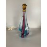 BASE LAMPADA TAVOLO VETRO MURANO SOMMERSO CICLAMINO AZZURRO OTTONE 27 cm/h '50s