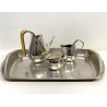 SERVIZIO TE CAFFE 4 pz ALESSI DESIGN Oscar Tusquets SILVER GOLD PLATED EPSS 1983