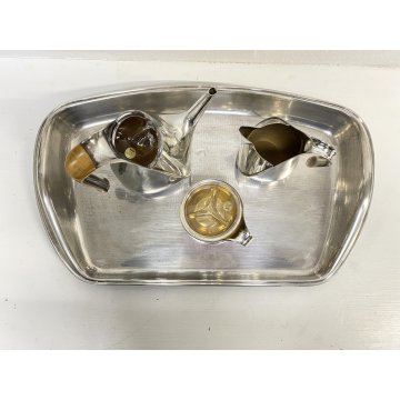 SERVIZIO TE CAFFE 4 pz ALESSI DESIGN Oscar Tusquets SILVER GOLD PLATED EPSS 1983