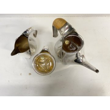 SERVIZIO TE CAFFE 4 pz ALESSI DESIGN Oscar Tusquets SILVER GOLD PLATED EPSS 1983