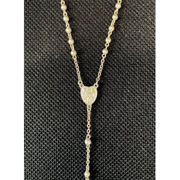 VECCHIO ROSARIO in ARGENTO 800 corona PREGHIERA religioso SCATOLA