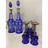 SERVIZIO BOTTIGLIE BOEMIA  e 8 BICCHIERI cristallo blu cobalto e ARGENTO 800