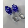 SERVIZIO BOTTIGLIE BOEMIA  e 8 BICCHIERI cristallo blu cobalto e ARGENTO 800