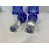 SERVIZIO BOTTIGLIE BOEMIA  e 8 BICCHIERI cristallo blu cobalto e ARGENTO 800