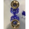 SERVIZIO BOTTIGLIE BOEMIA  e 8 BICCHIERI cristallo blu cobalto e ARGENTO 800