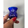 SERVIZIO BOTTIGLIE BOEMIA  e 8 BICCHIERI cristallo blu cobalto e ARGENTO 800