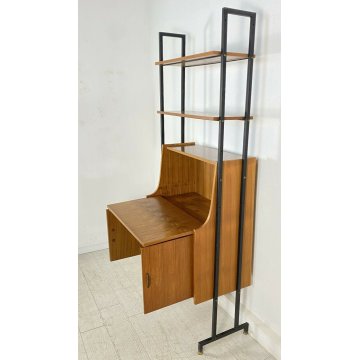 LIBRERIA MODULARE A GIORNO RIPIANI LAVORO A MURO DESIGN ANNI 50/60 VINTAGE ANTE 