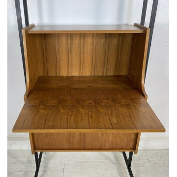 LIBRERIA MODULARE A GIORNO RIPIANI LAVORO A MURO DESIGN ANNI 50/60 VINTAGE ANTE 