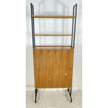 LIBRERIA MODULARE A GIORNO RIPIANI LAVORO A MURO DESIGN ANNI 50/60 VINTAGE ANTE 