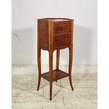ANTICO PICCOLO COMODINO LUIGI XV LEGNO 1800 INTARSIATO CAMERA SALOTTO ETAGERE