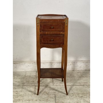 ANTICO PICCOLO COMODINO LUIGI XV LEGNO 1800 INTARSIATO CAMERA SALOTTO ETAGERE