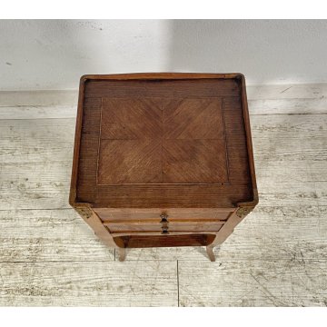 ANTICO PICCOLO COMODINO LUIGI XV LEGNO 1800 INTARSIATO CAMERA SALOTTO ETAGERE