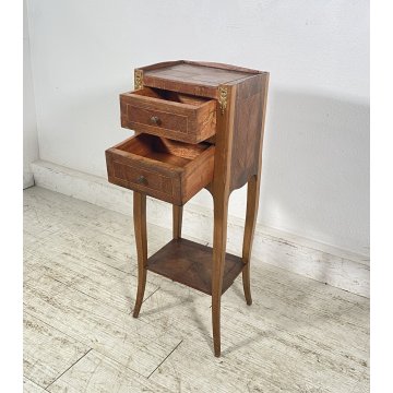 ANTICO PICCOLO COMODINO LUIGI XV LEGNO 1800 INTARSIATO CAMERA SALOTTO ETAGERE