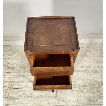 ANTICO PICCOLO COMODINO LUIGI XV LEGNO 1800 INTARSIATO CAMERA SALOTTO ETAGERE