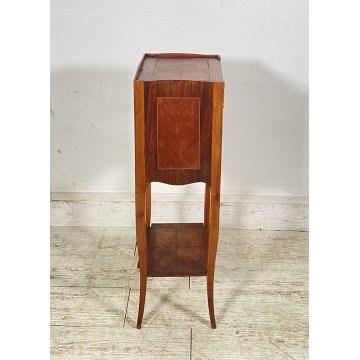 ANTICO PICCOLO COMODINO LUIGI XV LEGNO 1800 INTARSIATO CAMERA SALOTTO ETAGERE