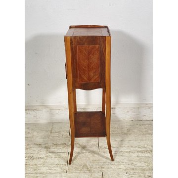 ANTICO PICCOLO COMODINO LUIGI XV LEGNO 1800 INTARSIATO CAMERA SALOTTO ETAGERE