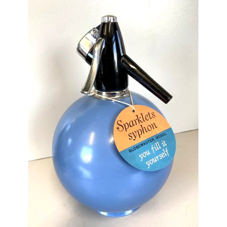 SELTZ SIFONE SODA  Sparklets Syphon GLOBEMASTER AZZURRO MADE IN ENGLAND '50/'60