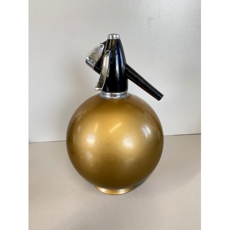SELTZ SIFONE SODA Sparklets Syphon GLOBEMASTER ORO GOLD MADE IN ENGLAND '50/'60