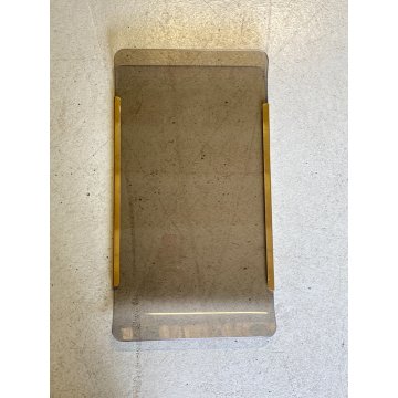 VASSOIO  VETRO CURVATO FUME' METALLO TRAY CURVED SMOKED GLASS GOLD METAL '70s