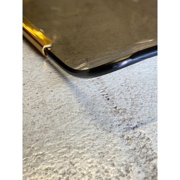 VASSOIO  VETRO CURVATO FUME' METALLO TRAY CURVED SMOKED GLASS GOLD METAL '70s