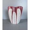 VASO CERAMICA BIOMORFO Ceramiche Campione ROSA ANTICO DECORO BIANCO RILIEVO '50