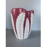 VASO CERAMICA BIOMORFO Ceramiche Campione ROSA ANTICO DECORO BIANCO RILIEVO '50