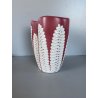 VASO CERAMICA BIOMORFO Ceramiche Campione ROSA ANTICO DECORO BIANCO RILIEVO '50