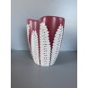 VASO CERAMICA BIOMORFO Ceramiche Campione ROSA ANTICO DECORO BIANCO RILIEVO '50