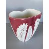VASO CERAMICA BIOMORFO Ceramiche Campione ROSA ANTICO DECORO BIANCO RILIEVO '50