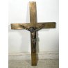 ANTICO GRANDE GESU' CRISTO BRONZO CROCIFISSO CROCE INRI RELIGIOSO SCULTURA