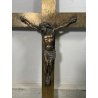 ANTICO GRANDE GESU' CRISTO BRONZO CROCIFISSO CROCE INRI RELIGIOSO SCULTURA