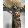 ANTICO GRANDE GESU' CRISTO BRONZO CROCIFISSO CROCE INRI RELIGIOSO SCULTURA