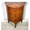 ANTICO COMODINO MEZZALUNA BOMBATO LEGNO NOCE ANTA ANNI 60 INTARSIATO CONSOLLE