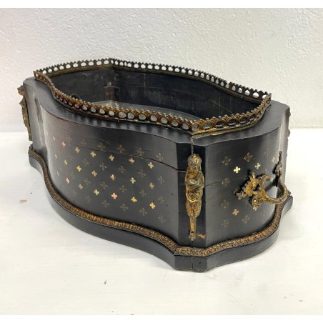 ANTICA FIORIERA VITTORIANA BRONZO LEGNO epoca 1800 INTARSIATA MADREPERLA flower