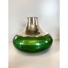 VASO METALLO ARGENTATO Silver - Ag 1 - 266 - PD SMALTATO VERDE ORO ø 25 cm/h '70