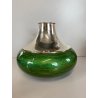 VASO METALLO ARGENTATO Silver - Ag 1 - 266 - PD SMALTATO VERDE ORO ø 25 cm/h '70