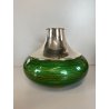 VASO METALLO ARGENTATO Silver - Ag 1 - 266 - PD SMALTATO VERDE ORO ø 25 cm/h '70