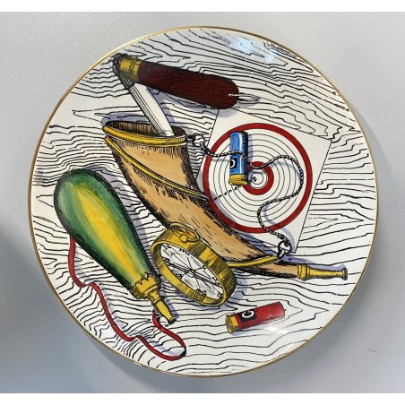 PIATTO da PARETE ROTONDO CERAMICA SCI Laveno DECORO Creart MILANO CACCIA '50