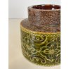 PICCOLO VASO CARAMICA BITOSSI ALDO LONDI ANNI 70 DECORO FLOREALE VERDE SMALTO