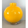 VASO SFERA DESIGN VETRO SOFFIATO BIANCO GIALLO INCAMICIATO BY VALDARNESE ANNI 70