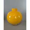 VASO SFERA DESIGN VETRO SOFFIATO BIANCO GIALLO INCAMICIATO BY VALDARNESE ANNI 70