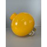 VASO SFERA DESIGN VETRO SOFFIATO BIANCO GIALLO INCAMICIATO BY VALDARNESE ANNI 70