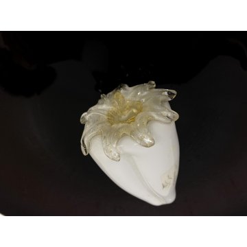 PIATTO CENTROTAVOLA FRUTTA VETRO Murano Gabbiani NERO ROSA VIOLA BIANCO ORO '60