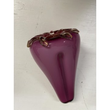 PIATTO CENTROTAVOLA FRUTTA VETRO Murano Gabbiani NERO ROSA VIOLA BIANCO ORO '60