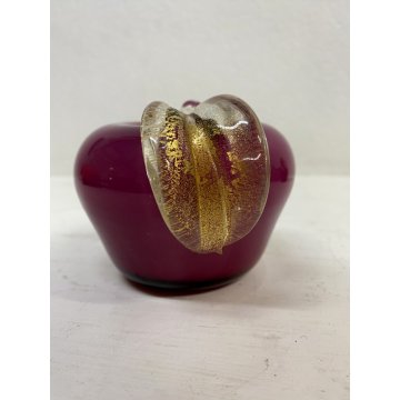 PIATTO CENTROTAVOLA FRUTTA VETRO Murano Gabbiani NERO ROSA VIOLA BIANCO ORO '60
