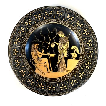 GRANDE PIATTO PARETE CERAMICHE Giachetti FIGURE ROSSE ERACLE ed ATHENA ø 41 cm