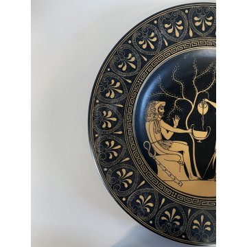 GRANDE PIATTO PARETE CERAMICHE Giachetti FIGURE ROSSE ERACLE ed ATHENA ø 41 cm